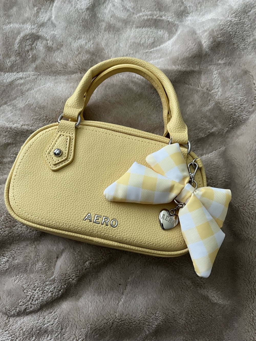 Aeropostale Yellow Pebbled Satchel with Accent Scarf